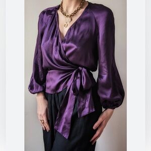 DVF Torin purple silk blouse SZ 0